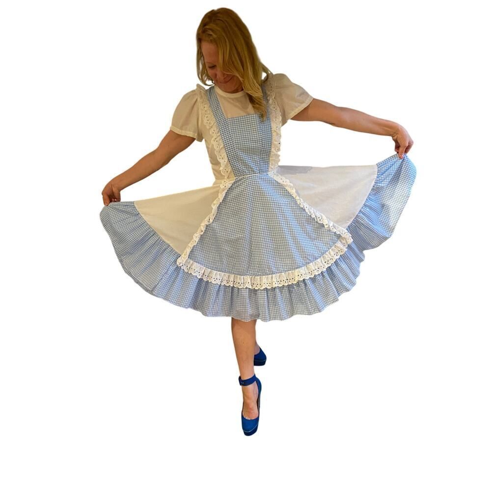 Blue & White Gingham Checked Plaid Cosplay Dress- Dorothy / Alice in Wonderland
